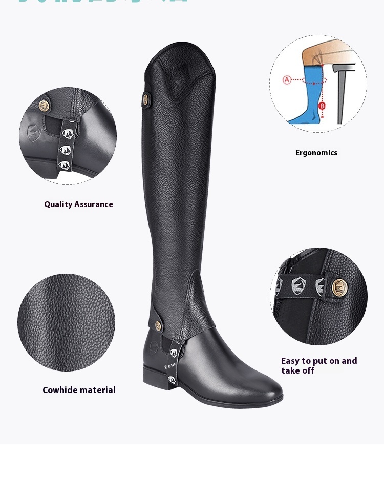 Cowhide Equestrian Chaps Boots Protective Gear - Image 7