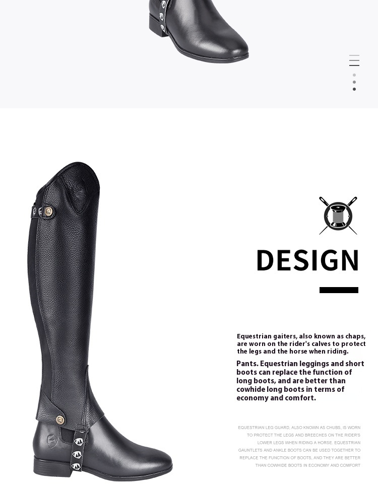 Cowhide Equestrian Chaps Boots Protective Gear - Image 6