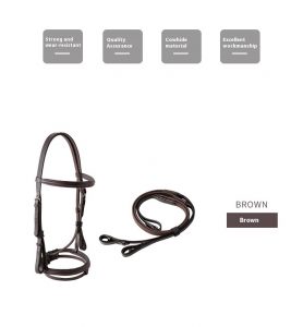 Leather Cavesson Horse Bridle with Matching Reins - Image 10