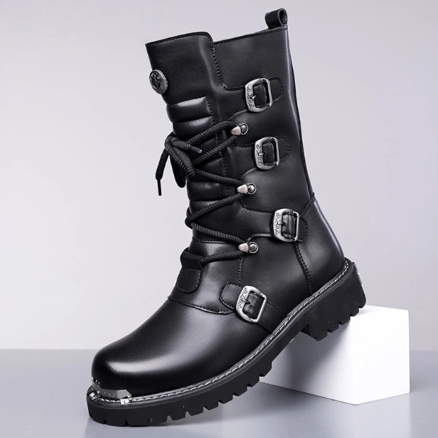 Autumn And Winter High-top Boots Men's Trendy Riding BootsBritish-style Denim Vintage Equestrian Boots - Image 4