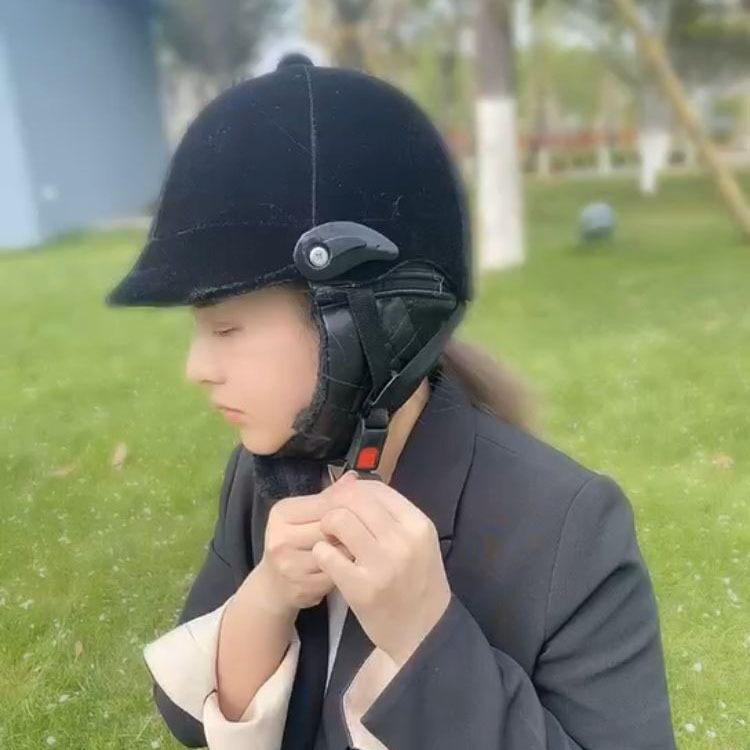 Unisex Black Suede Equestrian Helmet - Image 6