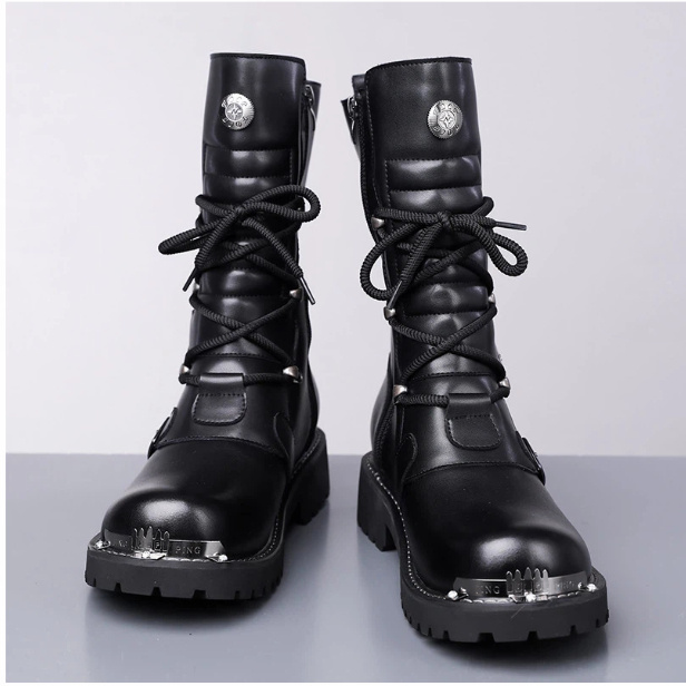 Autumn And Winter High-top Boots Men's Trendy Riding BootsBritish-style Denim Vintage Equestrian Boots - Image 3