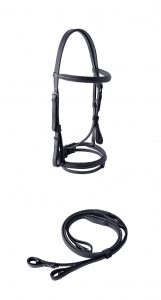 Leather Cavesson Horse Bridle with Matching Reins - Image 9