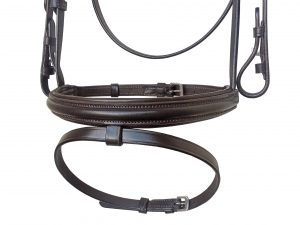 Joji Equestrian horse bridle with Red Swarovski Browband & Full-Length Reins - Image 6